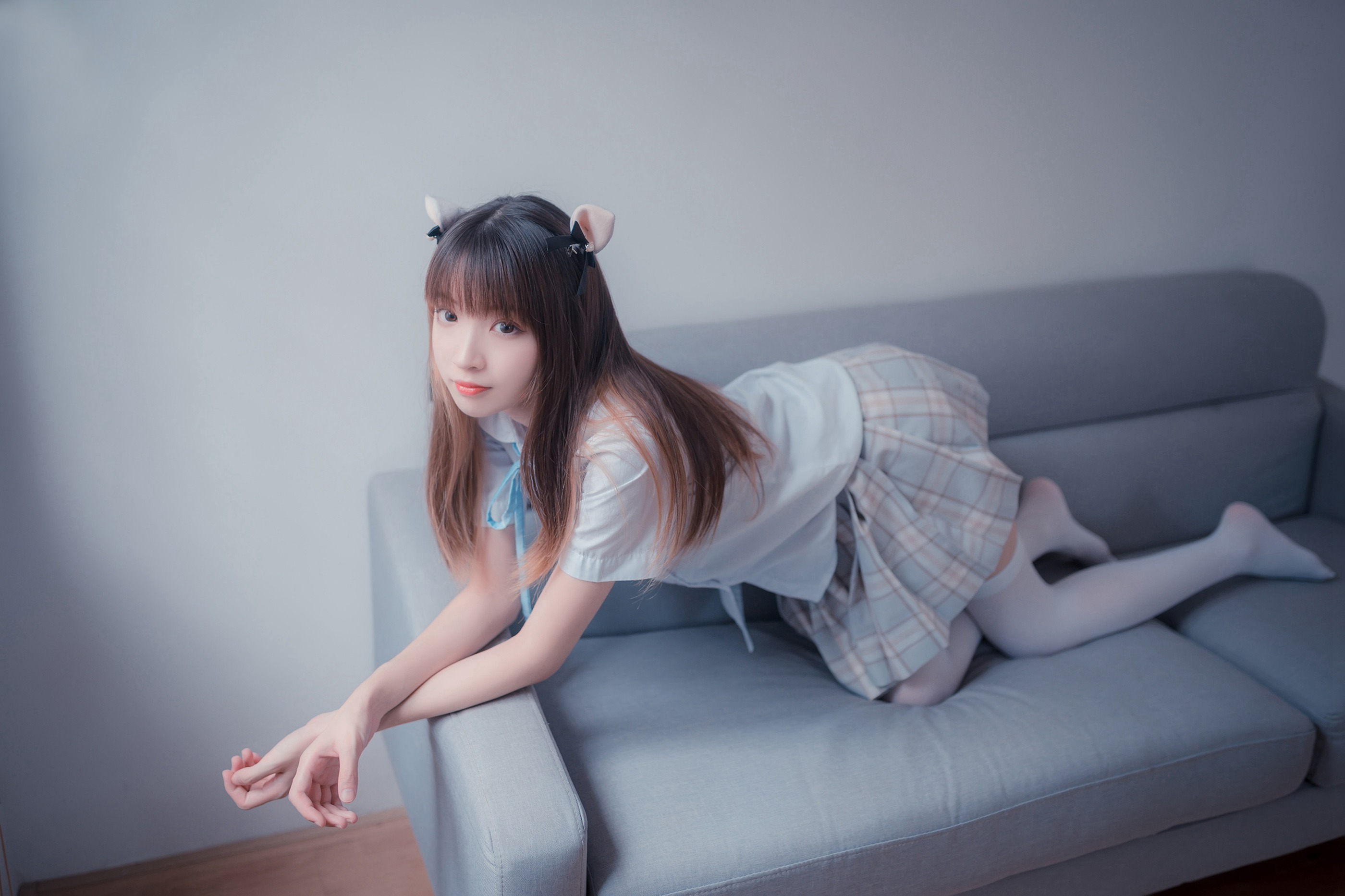 图片[1]-风之领域 – NO.065 格子裙吊带白丝 [46P]-XikXak